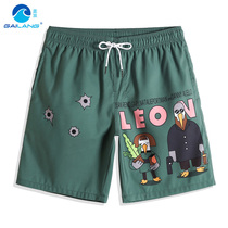 Gina New Pint Speed Dry Loose Big Code Beach Pants Man Downy Personality Cartoon Shorts Seaside Resort Swimming Pants Tide