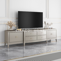 American light luxury solid wood TV cabinet modern simple small apartment living room champagne coffee table TV cabinet combination floor cabinet