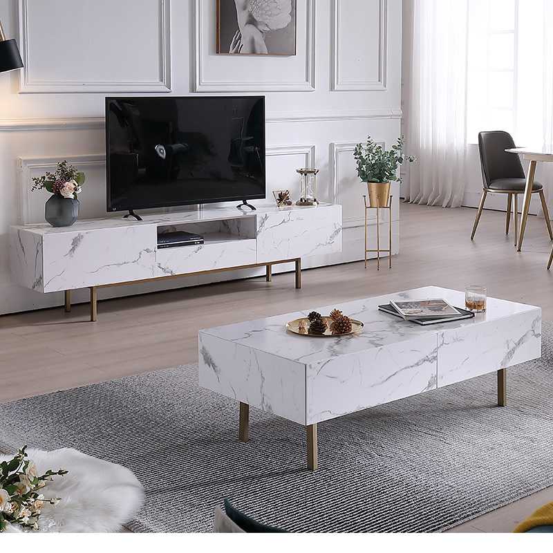 Nordic light luxury marble coffee table TV cabinet combination simple small apartment designer creative furniture