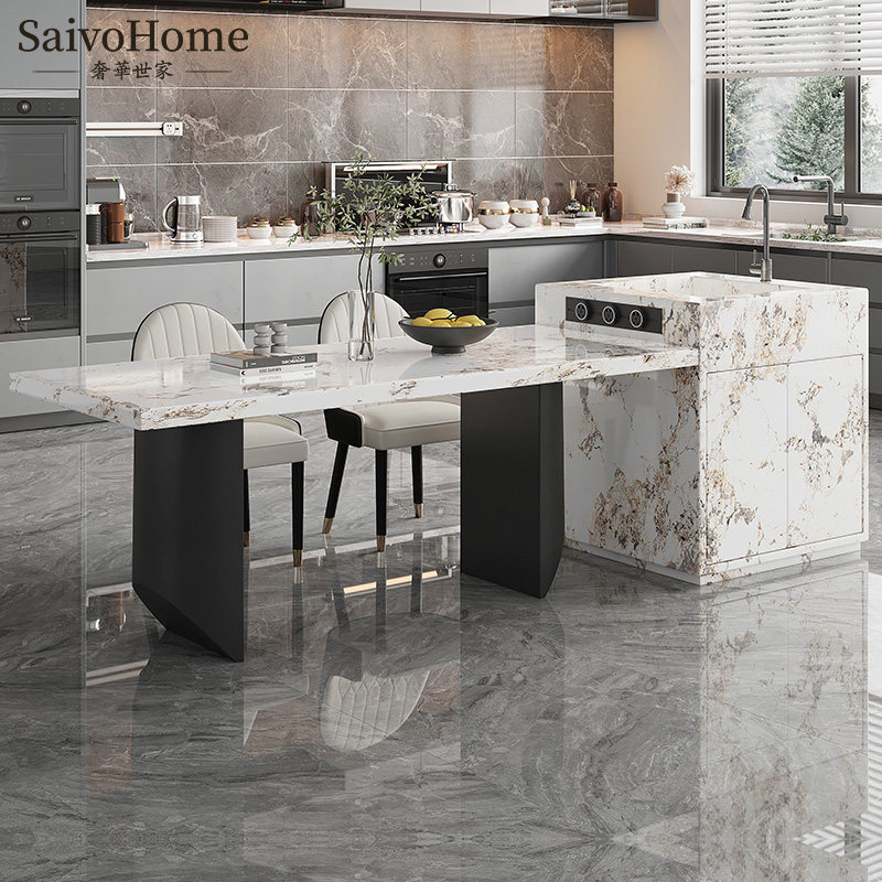 Island table table integrated can be customized slate home island table light luxury modern multi-functional storage cooking table bar