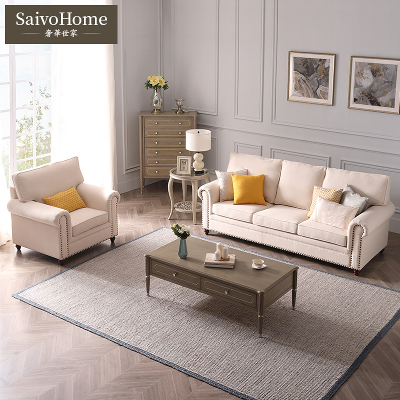 American-style fabric sofa post-modern minimalist small-sized living room three-person combination light luxury pastoral style furniture pre-sale