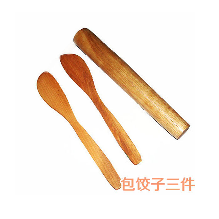 Shanxi Pasta Tool Rolling Stick With Small Spoon Bag Water Dumplings Three Sets of 18cm of small rolling noodles with small and small Qianling