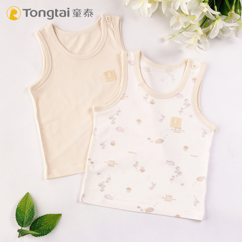 Tongtais quần áo mùa hè bé mới 3-18 tháng nam và bé nữ vest bé vest top 2 miếng.