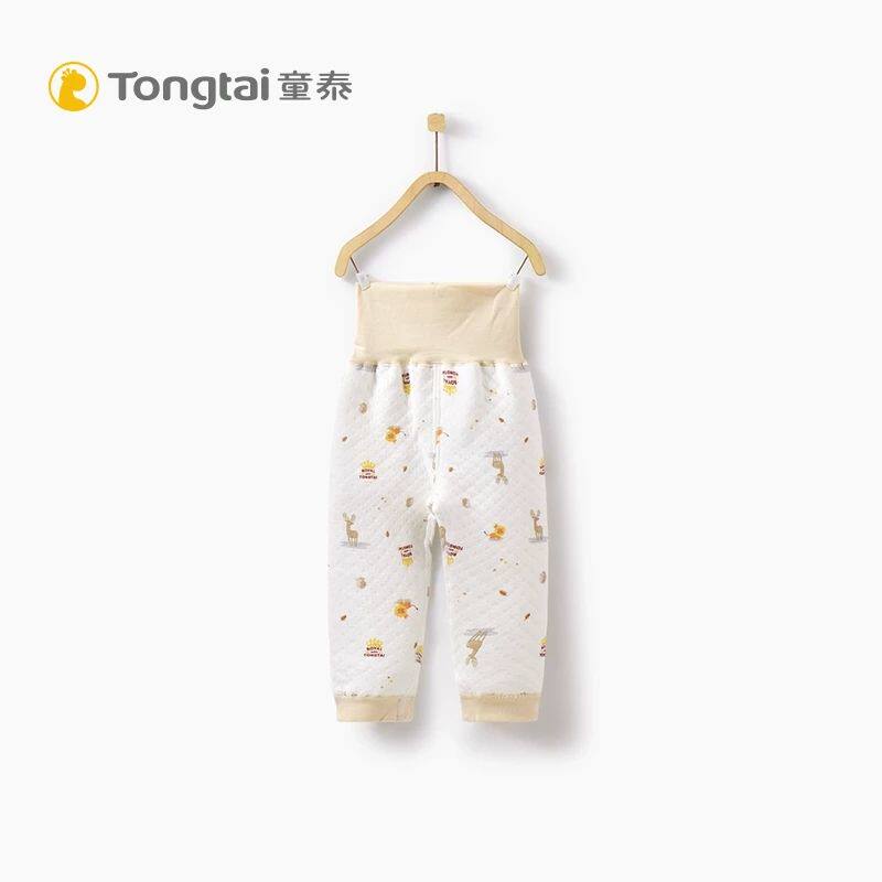 Tong Tai Autumn Winter New Baby Thickened Warm Pants 5-24 Month men and women Baby Pure Cotton High Waist Trousers with Belly Trousers
