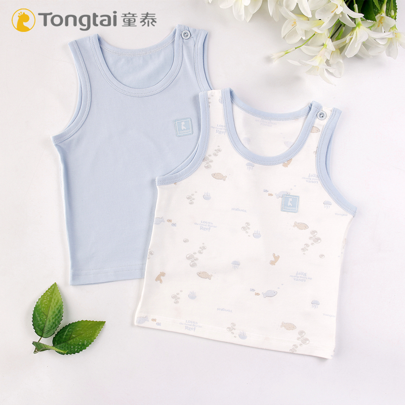 Tongtais quần áo mùa hè bé mới 3-18 tháng nam và bé nữ vest bé vest top 2 miếng.