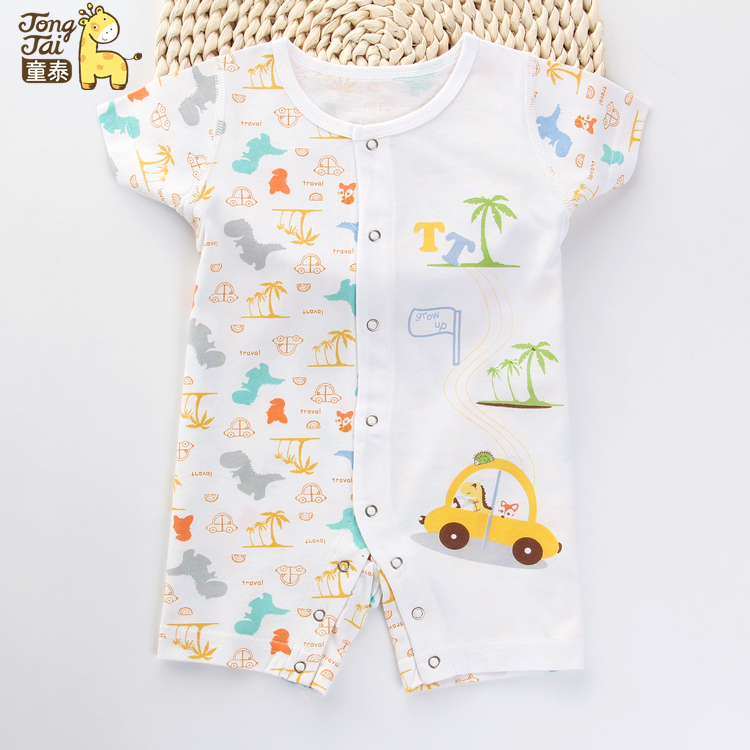 Tong tai mùa hè bé ngắn tay bông đa dạng của quần áo bé romper jumpsuit [200-100]