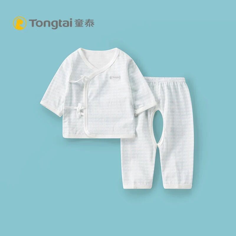 Tongtai quần áo trẻ sơ sinh 1-6 tháng bé mùa xuân và mùa thu quần áo bộ bé kimono quần bộ đồ lót hai mảnh bộ.