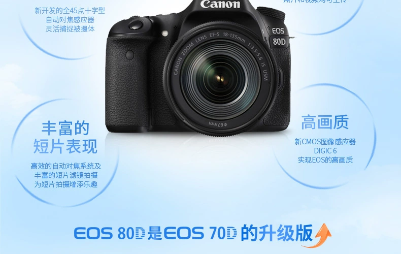 Canon Canon 80D 18-135 kit cao cấp chuyên nghiệp máy ảnh kỹ thuật số SLR nhà du lịch máy chụp ảnh lấy liền