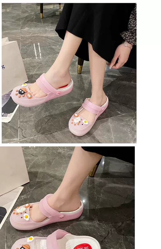 Jelly Crocs Nữ 2024 Mùa Hè Mới Áo Khoác Ngoài Y Tá Dép Đế Mềm Chống Trơn Trượt Phòng Điều Hành Ngón Chân Dép