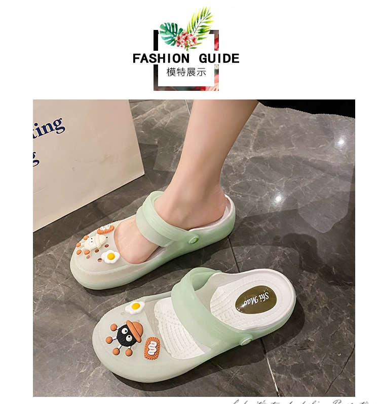 Jelly Crocs Nữ 2024 Mùa Hè Mới Áo Khoác Ngoài Y Tá Dép Đế Mềm Chống Trơn Trượt Phòng Điều Hành Ngón Chân Dép