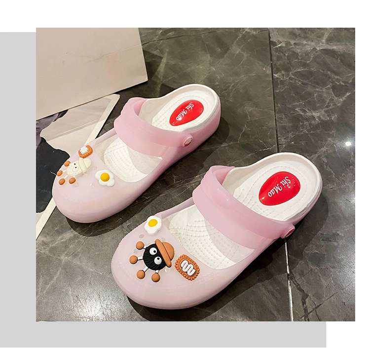 Jelly Crocs Nữ 2024 Mùa Hè Mới Áo Khoác Ngoài Y Tá Dép Đế Mềm Chống Trơn Trượt Phòng Điều Hành Ngón Chân Dép