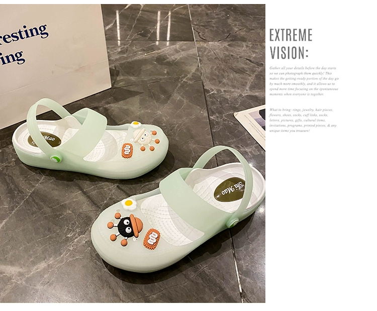 Jelly Crocs Nữ 2024 Mùa Hè Mới Áo Khoác Ngoài Y Tá Dép Đế Mềm Chống Trơn Trượt Phòng Điều Hành Ngón Chân Dép