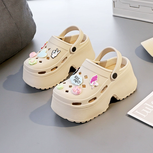 Li Ning, летние тапочки в стиле Crocs на платформе, пляжные босоножки, женский стиль, подходят для носки на улице, закрытый носок, увеличивают рост на 8 см, пляжный стиль