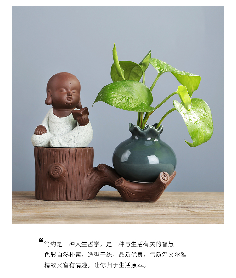 Sáng tạo nước xanh thủy canh chậu hoa tím cát bình nhỏ nhà phòng khách trang trí nhà sư nhỏ trang trí nước bảo tồn Zen mới - Vase / Bồn hoa & Kệ giỏ sắt treo chậu hoa ban công