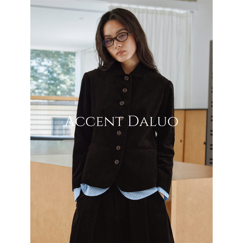 Accent Daluo Exquisite Old Money Style Custom-Dyed Pure Cotton Corduroy Slimming Waist Short Blazer Jacket for Women Accent Daluo Exquisite Old Money Style Custom-Dyed Pure Cotton Corduroy Slimming Waist Short Blazer Jacket for Women