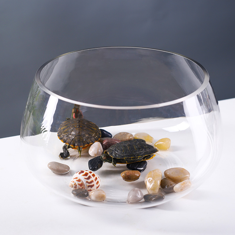 Goldfish tank thick glass desktop small fish tank round turtle tank small fish tank aquarium desk living room mini