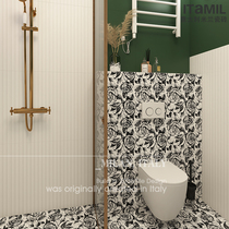 Black Rose French Flower tile Retro-Antique Wall Paper Superior Sense Toilet Background Wall Wall