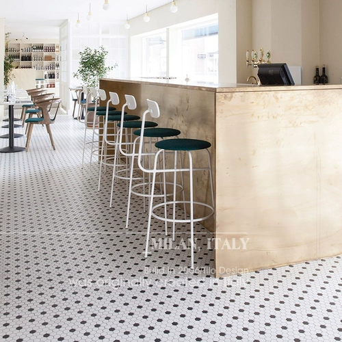 Романтическая французская стиль белая черная мозаичная плитка шестиугональные плитки в северных магазинах, ванная кирпичная настенная плитка