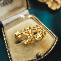 Beautiful Baique Anti - style Western and American pure lace diamond 925 silver plated 18 K gold earrings ear ear ear