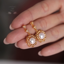 Winter Sunshine French romantic heavy industry inlaid natural strong light freshwater pearl set 925 silver earrings