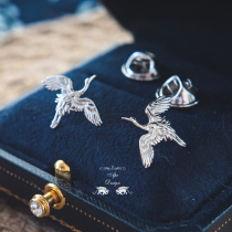 Silver crane earrings collar needles sterling silver ancient meaning Fairy