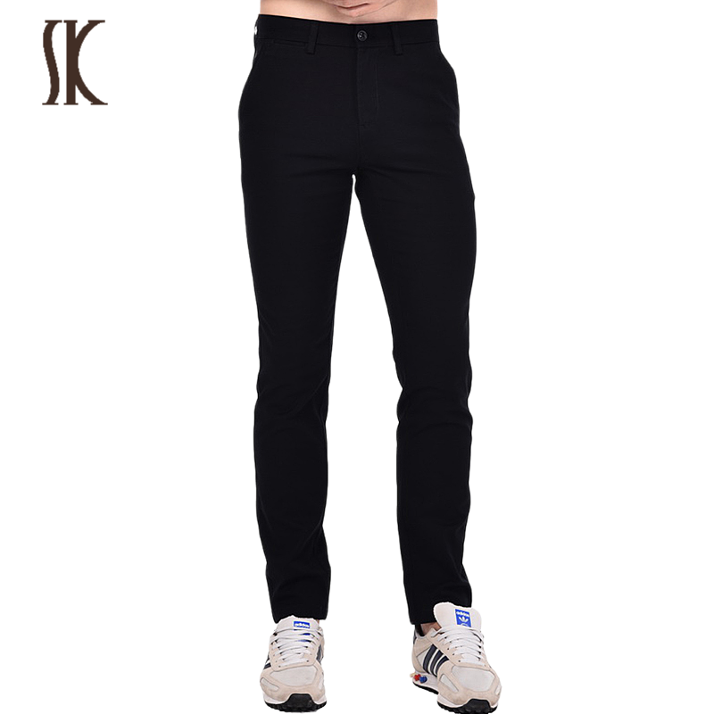 SK men's middle waist straight cylinder net color micro-slurred men casual pants male style work dress Lesel fiber long pants autumn