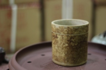 Bionic glazed bamboo leather pen holder Jingdezhen white ceramic Qingdei ancient play vintages Bamboo Grain Ancient Porcelain Ware Collection