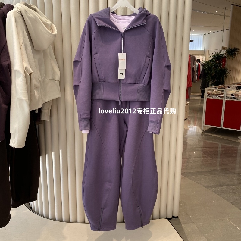 Aimer Sports 25 Autumn/Winter New Women's Hooded Short Cotton Jacket Motp0049 Paired with Long Pants Mobm0016