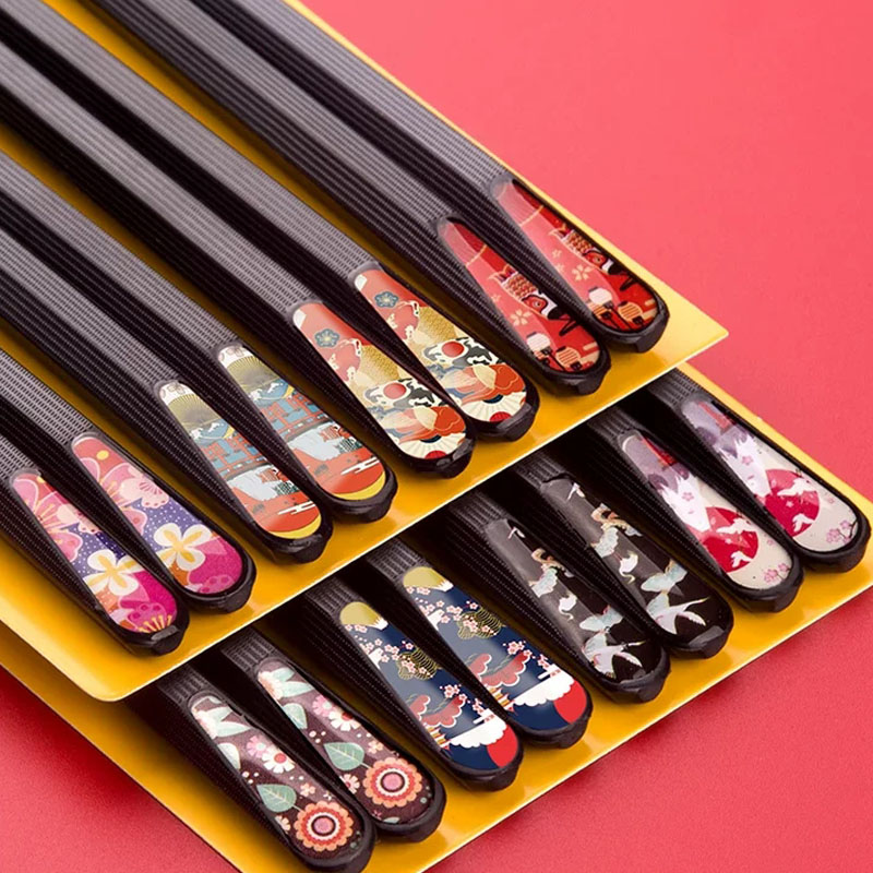 Chopsticks Home High-end Alloy Chopsticks Quick Sub Day Style Cuisine Hotel Anti-Slip Children Chopsticks Mildew Suit Sub