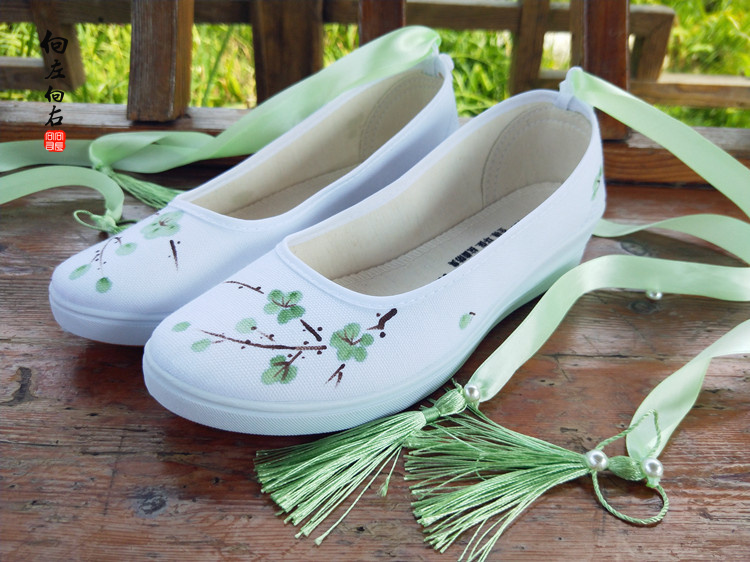 Zihiu-ban đầu vẽ tay theo phong cách cổ xưa phiên bản cải tiến của Hanfu với giày kiểu Trung Quốc dây đeo giày vải khiêu vũ giầy bốt nữ