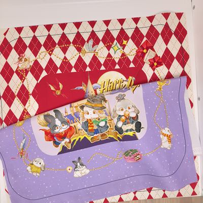 Pure cotton 8-ampere canvas Minichilli original fabric, handcrafted Halebo rabbit square nest + ring