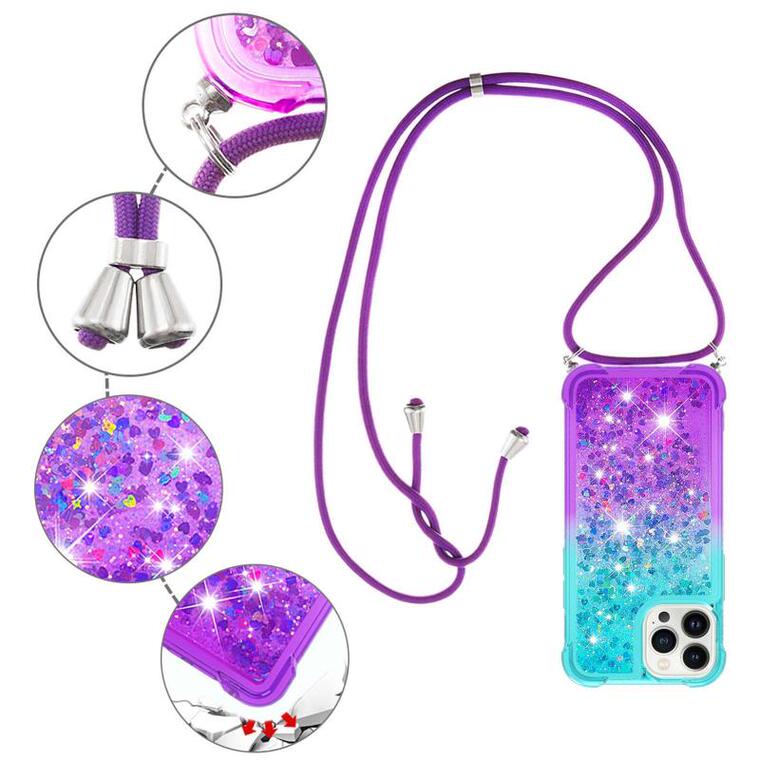 Gradient Quicksand Glitter Crossbody Rainbow Glitter A13 5G, A23 5G, A33 5G, A53 5G, A73 5G Samsung Phone Case