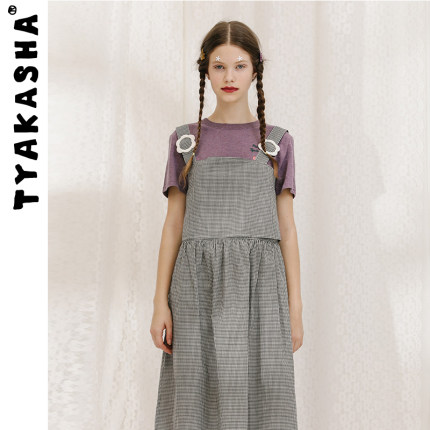 TYAKASHA塔卡沙野餐系列女款黑白格子花朵