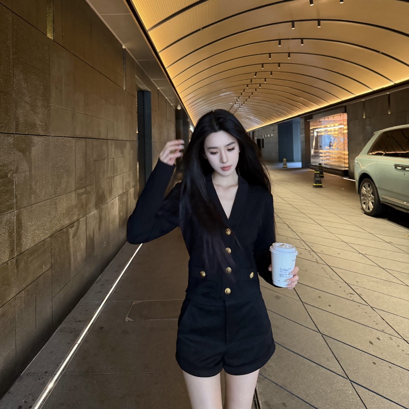 Yss Ye Shuo Shuo【New Product】Casual Small Diamond Pattern Jacquard Knitted Cardigan