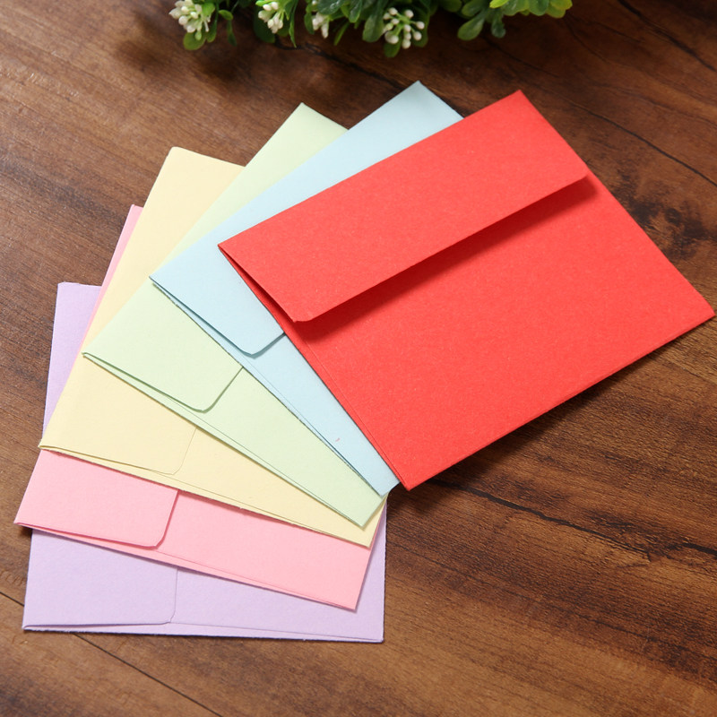 Pure color envelope small number 9 * 10CM bank card membership card containing 100 left and right Candy Color envelopes