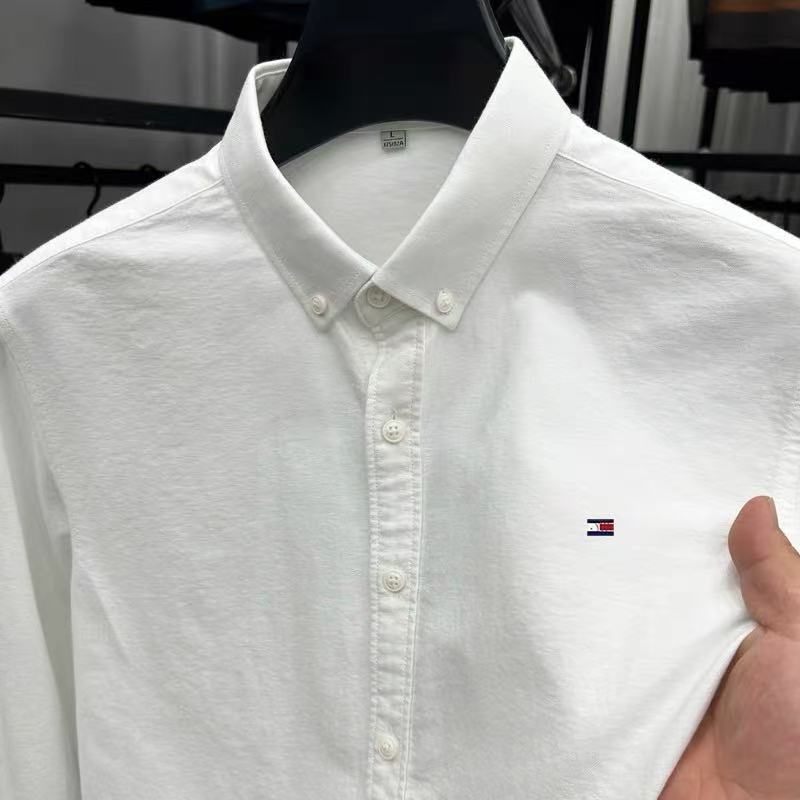 Foreign Trade Genuine Tommy Pure 100% Cotton Shirt Men's Professional Casual Long-Sleeved Spring and Autumn Oxford Shirt