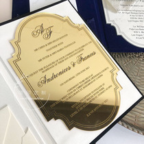 Fully customized special-shaped light gold silver mirror acrylic wedding invitation business real estate annual Opening Invitation letter