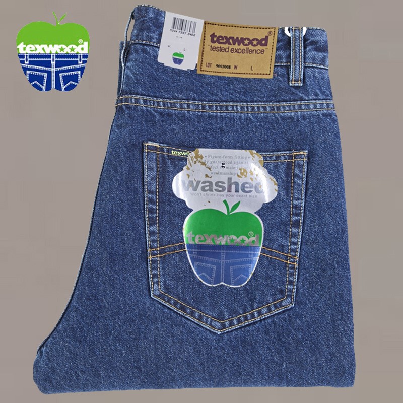 Apple Brand Men's Jeans, Autumn and Winter Thick High-Waisted Pure Cotton Loose Straight-Leg Classic Dad Pants for Middle-Aged and Elderly Apple Brand Men's Jeans, Autumn and Winter Thick High-Waisted Pure Cotton Loose Straight-Leg Classic Dad Pants for Middle-Aged and Elderly