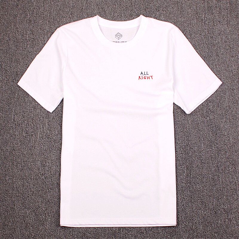 Summer new men's slim-fit embroidered printing white round neck breathable half-sleeve quick-drying casual short-sleeved sports T-shirt