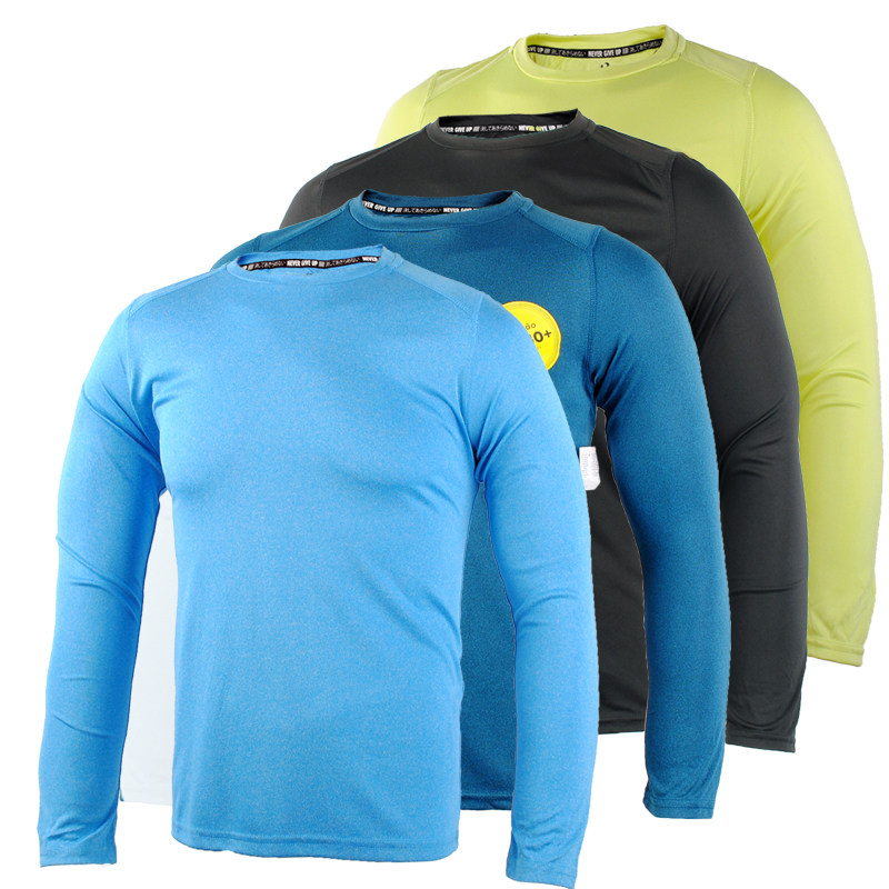Sun protection outdoor men's autumn solid color running loose breathable sports quick-drying training long-sleeved T-shirt bottoming shirt large size