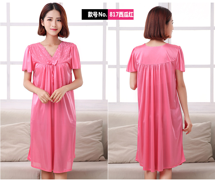 Mùa hè mới quý cô mặc váy ngủ bằng vải lụa MM cộng với phân bón XL Bộ đồ ngủ tại nhà bộ 5XL mặc 220 kg váy ấm áp cho mùa đông