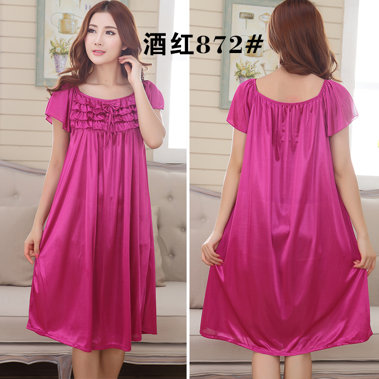 Mùa hè cộng với phân bón XL váy ngủ nữ chất béo mm ngắn tay áo ngủ lụa băng phục vụ nữ nhà 5XL có thể mặc 220 kg thương hiệu đồ ngủ cao cấp