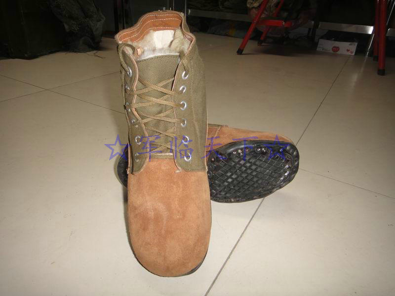 Junlin 55 65 leather bottom hanging rubber palms, khaki canvas full leather fur big-toe shoes, suede cotton shoes outdoor leather boots