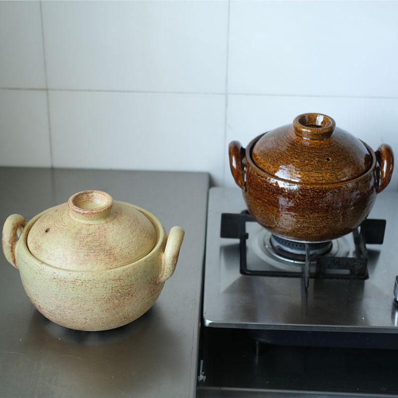 Rain Flower Stone Enamel Thickened Ball-Shaped Pot, Clay Pot, Stew Pot, Casserole, Soup Pot, Porridge Pot, Can Be Used for Empty Cooking, Frying, and Stir-Frying, Domestic Large Yellow Pot
