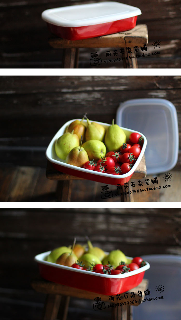 Nhật Bản đơn dày men kín băng bát lạnh bát men tươi bát cơm bát nồi 珐 琅 hộp tươi hộp nhựa tròn đựng thực phẩm
