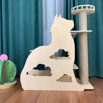 Cat Climbing Frame Solid Wood Cat Tree House Large Cat Jumping Platform Springboard Cat Toy Villa Cat Grab Sisal Rack