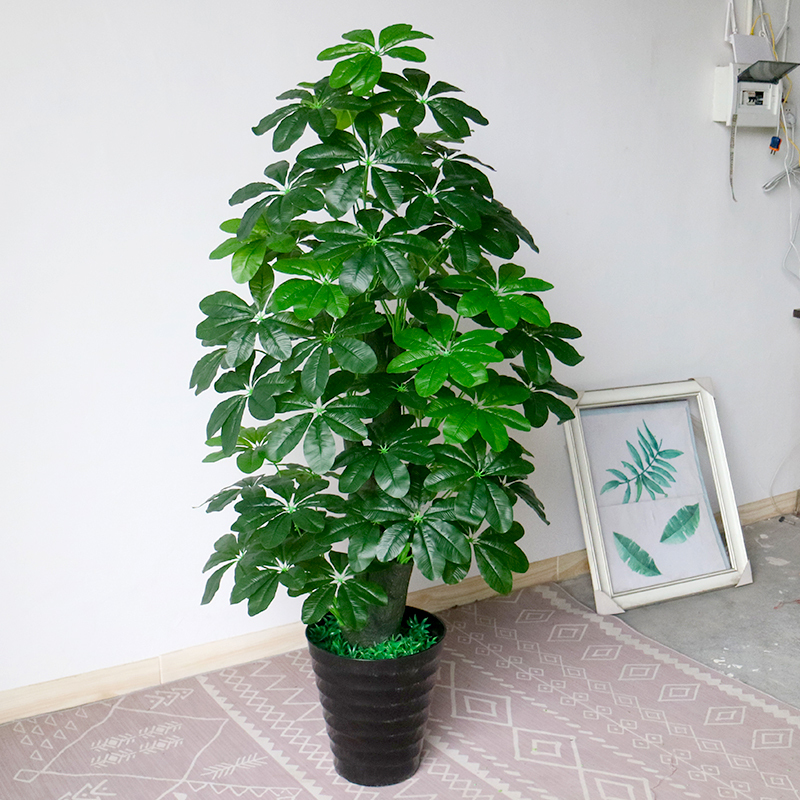 Artificial Money Tree, Simulated Green Plant, Realistic Potted Plant for Living Room, Indoor Decorative Fake Tree, Large Plastic Pot