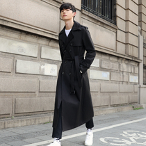 Spring and autumn design sense windbreaker mens super long handsome knee British style fat fat plus size jacket trend