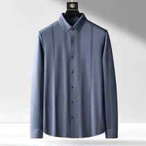 Advanced sense no trace striped shirt men long sleeve autumn new non-iron business slim stretch shirt handsome inch shirt