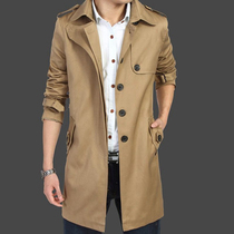 Windbreaker mens long coat 2021 autumn and winter New lapel Korean trend youth business slim handsome